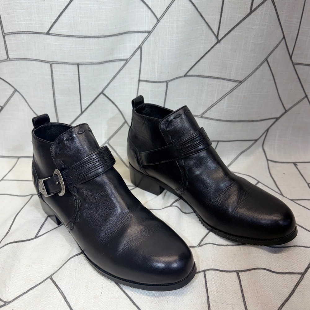 Roper Ankle Boots Womens Size 10 Black Leather Western Buckle‎ Strap Round